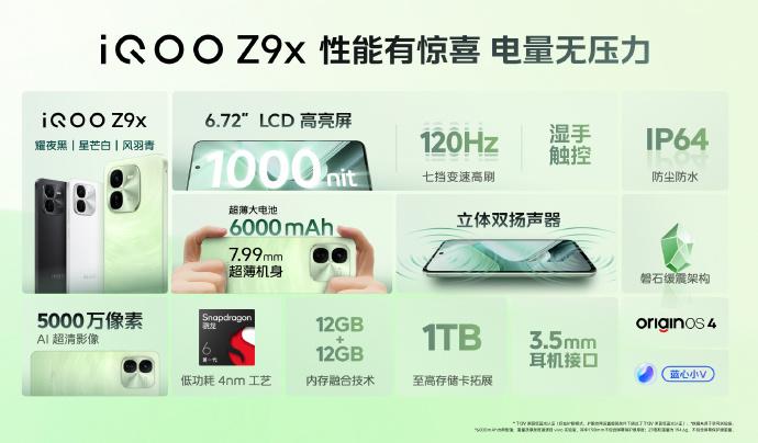 iQOOZ9系列发布：1999起售6000mAh电池+骁龙8sGen3_热点资讯